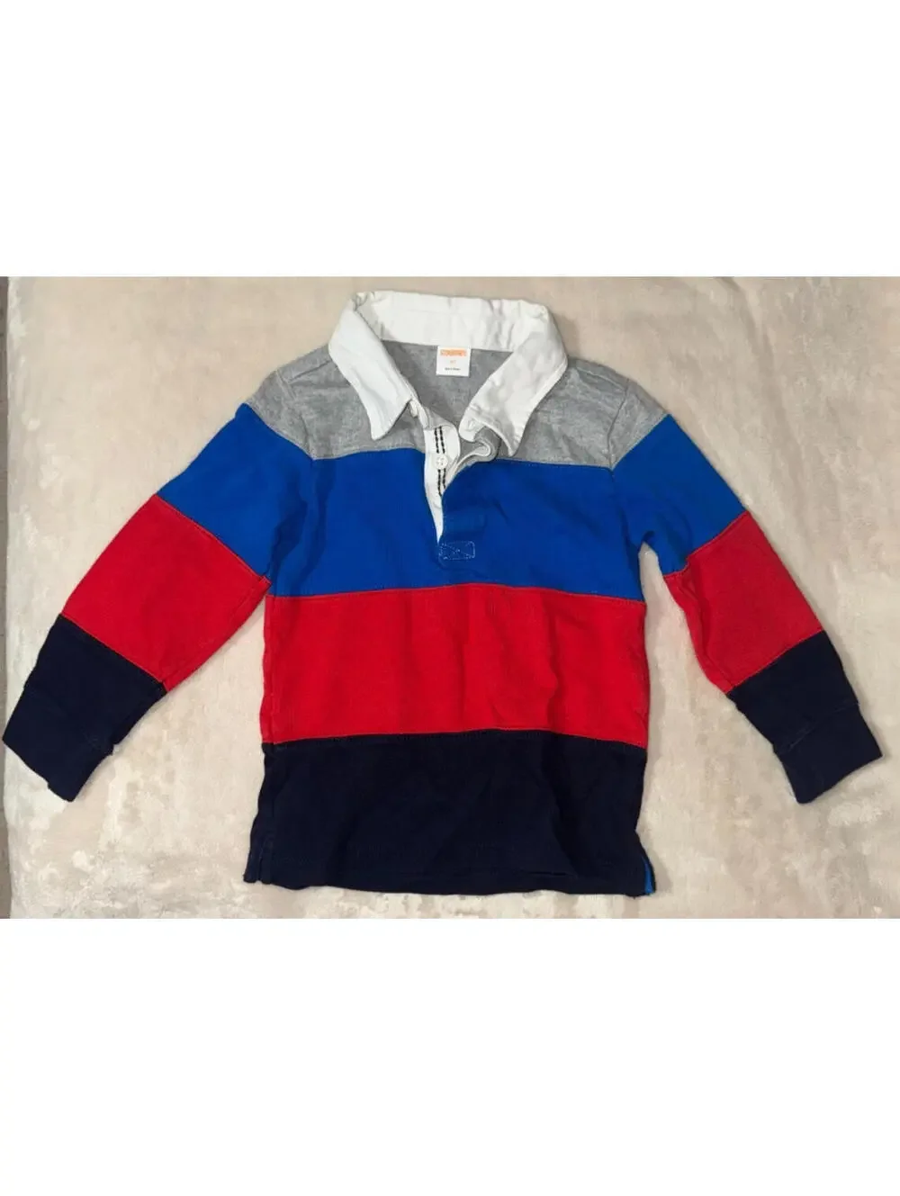 Gymboree Rugby Shirt Boys 4T Blue Red Black Grey Long Sleeve